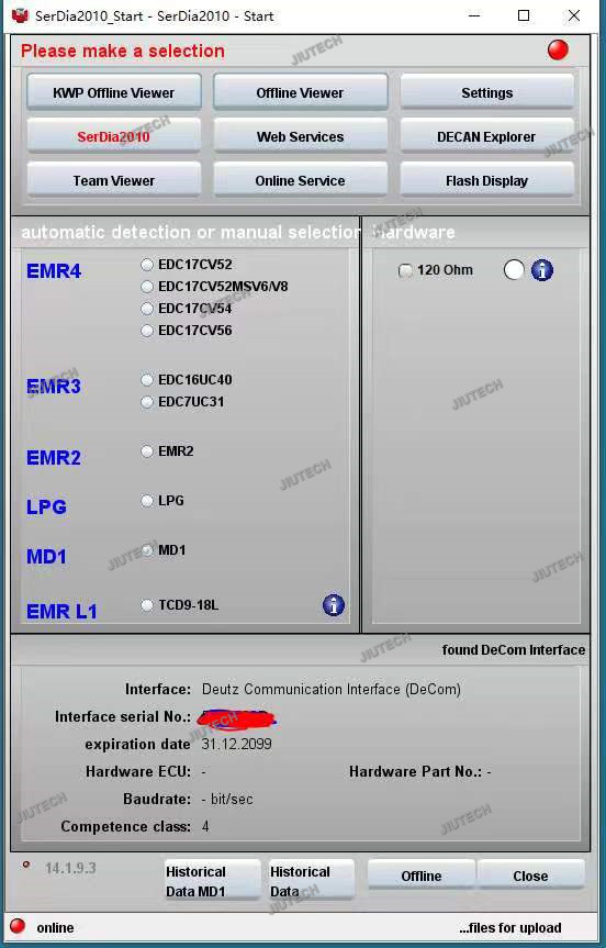 For SerDia 2010 diagnostic and programming tool used For Deutz controllers for Deutz decom diagnostic kit+F110 tablet