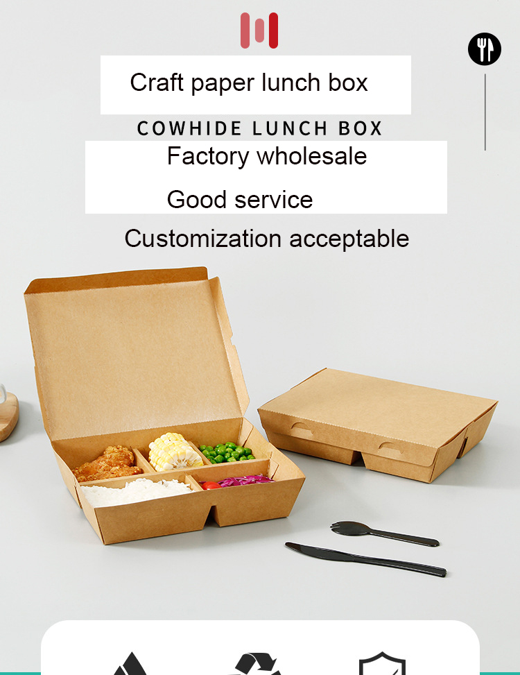 Personalised Snack Wrap Kraft Paper Fast Food Packaging Boxes Disposable 5 S
