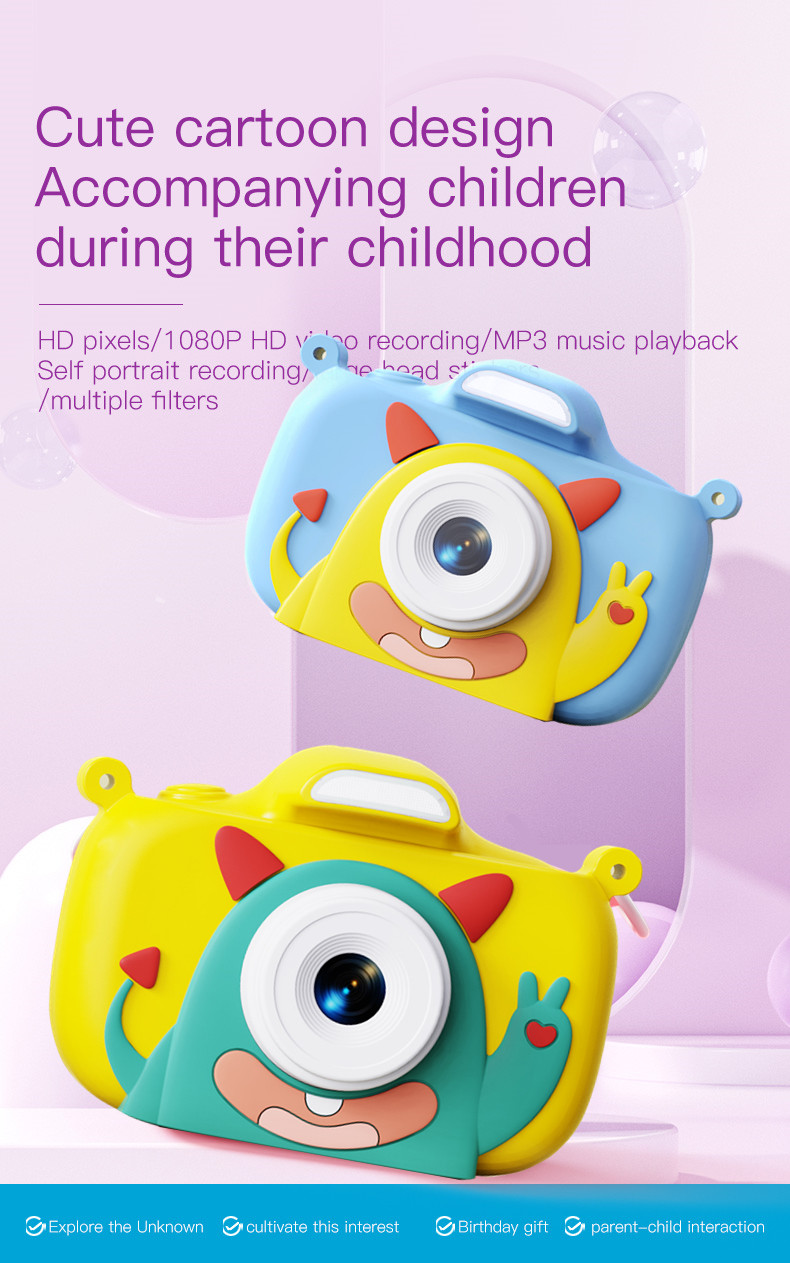 Mini Camera Kids Camera 1080P HD Digital Video Camera Kids Digital Camera With Silicone Unicorn Case Camera for Kids
