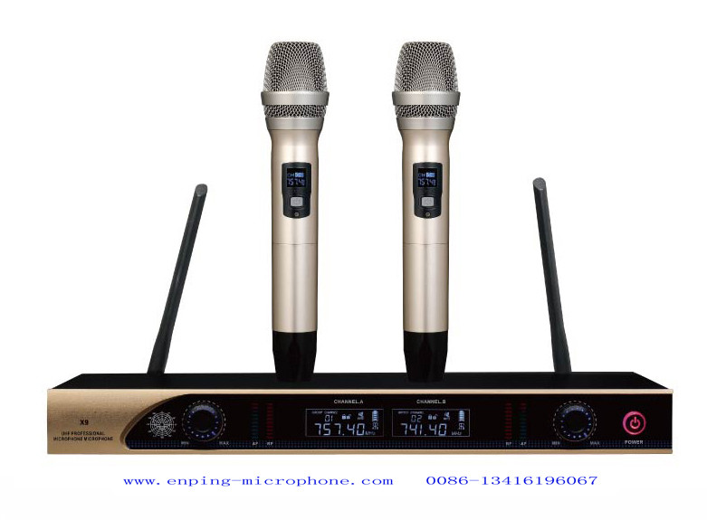 X10 fixed frequency wireless microphone system UHF Dual channel rack mountable very low price