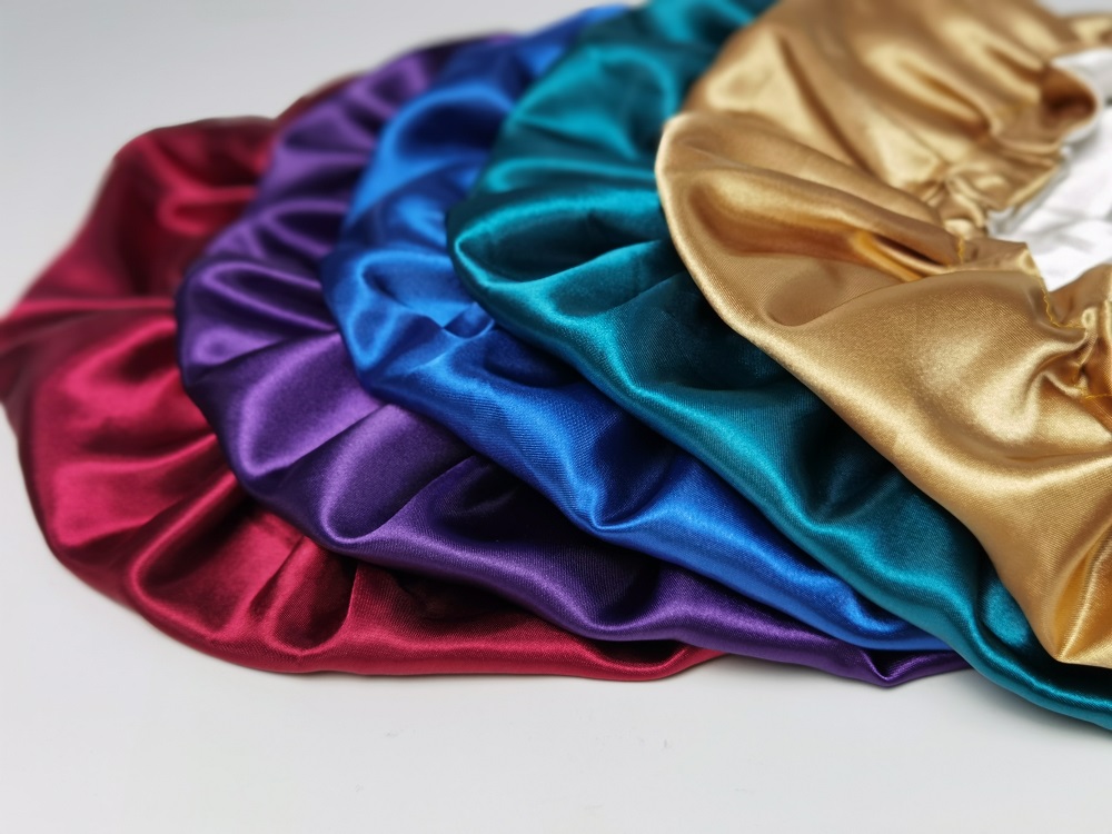 OEM ODM 49cm Satin Hair Bonnet For Sleeping Plain Dyed Colored