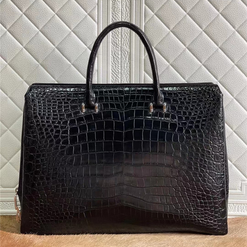 Authentic Crocodile Belly Skin Businessmen Passcode Briefcase Genuine Alligator Leather Male Large Working Totes Handbag