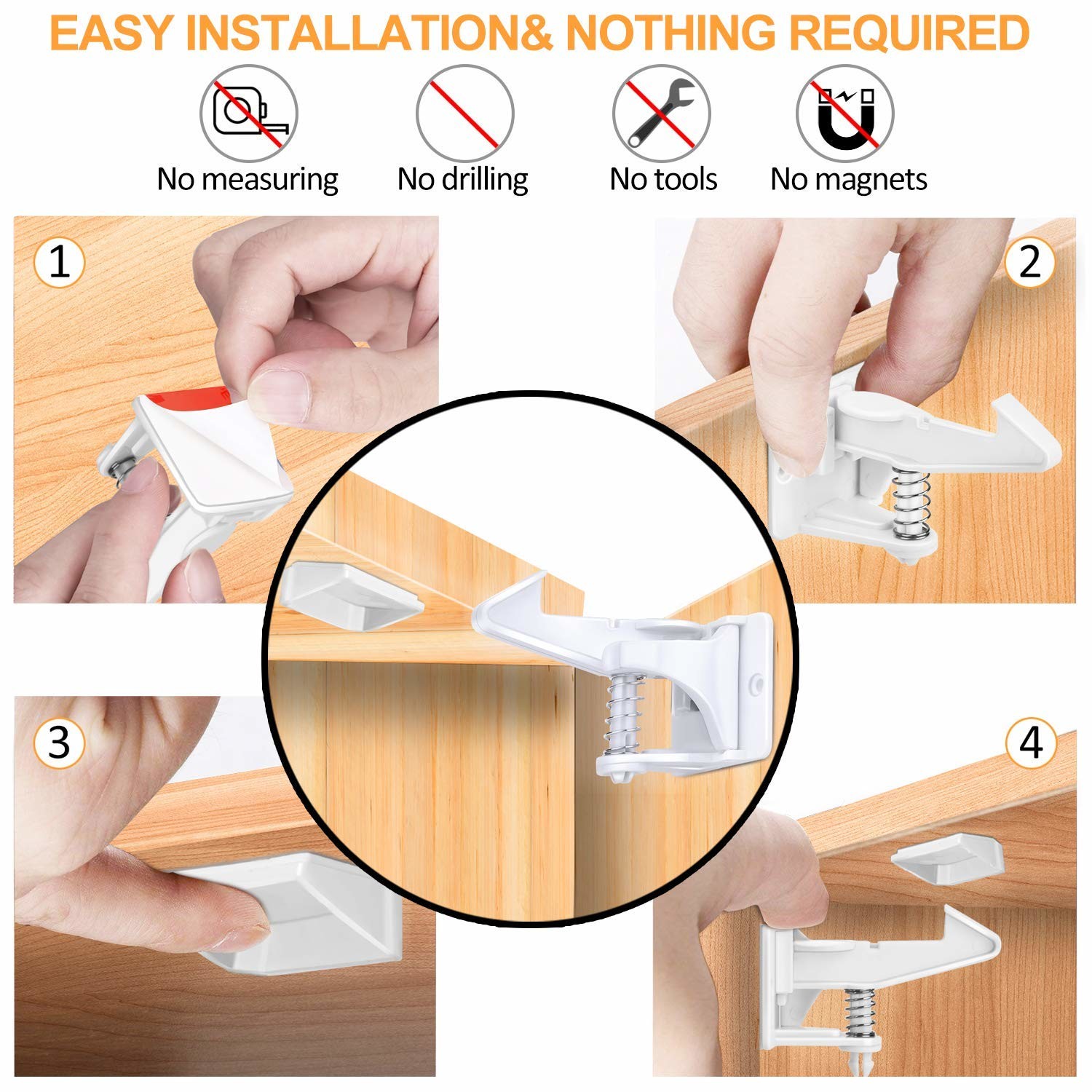 Hidden Spring Baby Lock With Press Button Child Proofing Drawer Lock For Home Safety