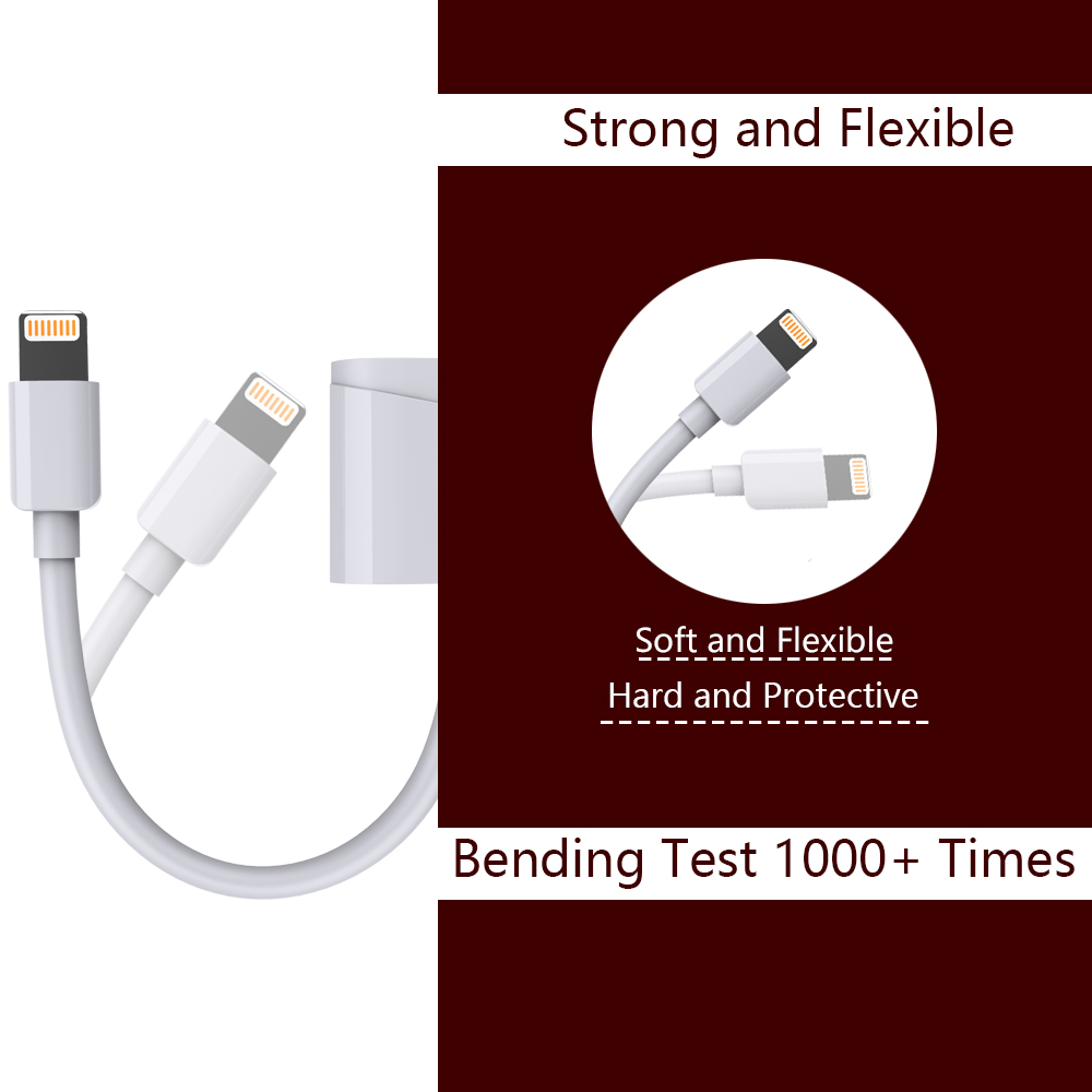 Aux Lightning To 3.5 Mm Headphone Jack Adapter And Charger for Iphone 7 8