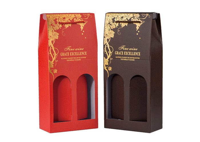 Coloful Wine Gift Box Packaging / Two Window Custom Wine Bottle Boxes
