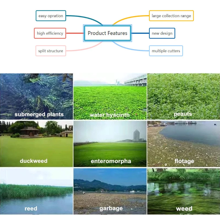 River Clean 1000m2 / Hour Trash Skimmer Machine Weed Dredger