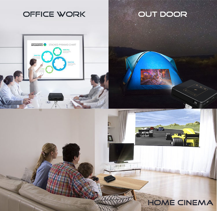 480P Small Wifi DLP Mini Projector Pocket Home Theater Android HD
