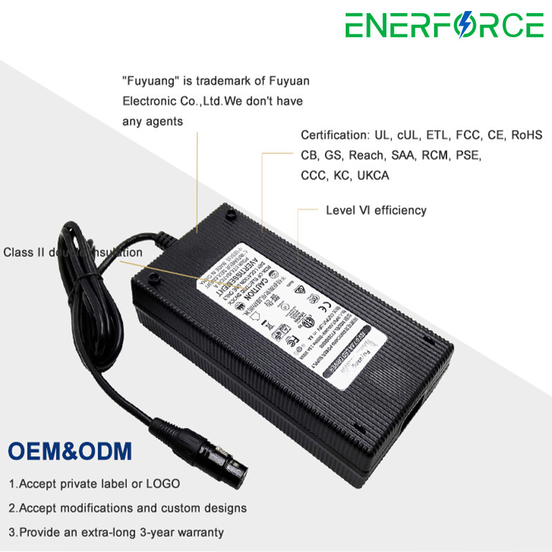 OEM 5A 12V Lithium Battery Charger PC Waterproof 94V0 FCC EMC Certified