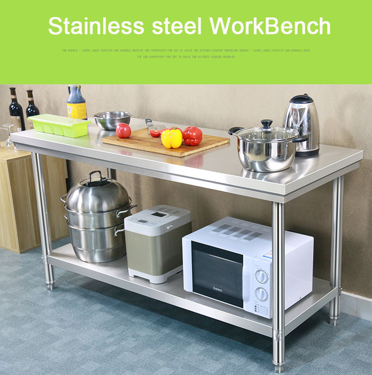 Restaurant Kitchen Table Stainless Steel Workbench with 1.2/1.5/1.8/2.0M Length