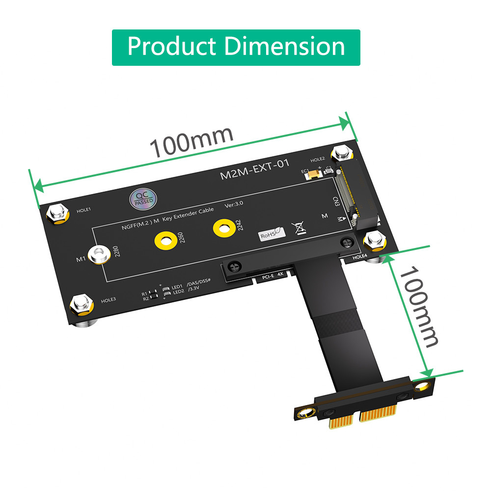 New Version M.2 NGFF NVME M-Key SSD To PCI- E 4X Extension Cable Adapter