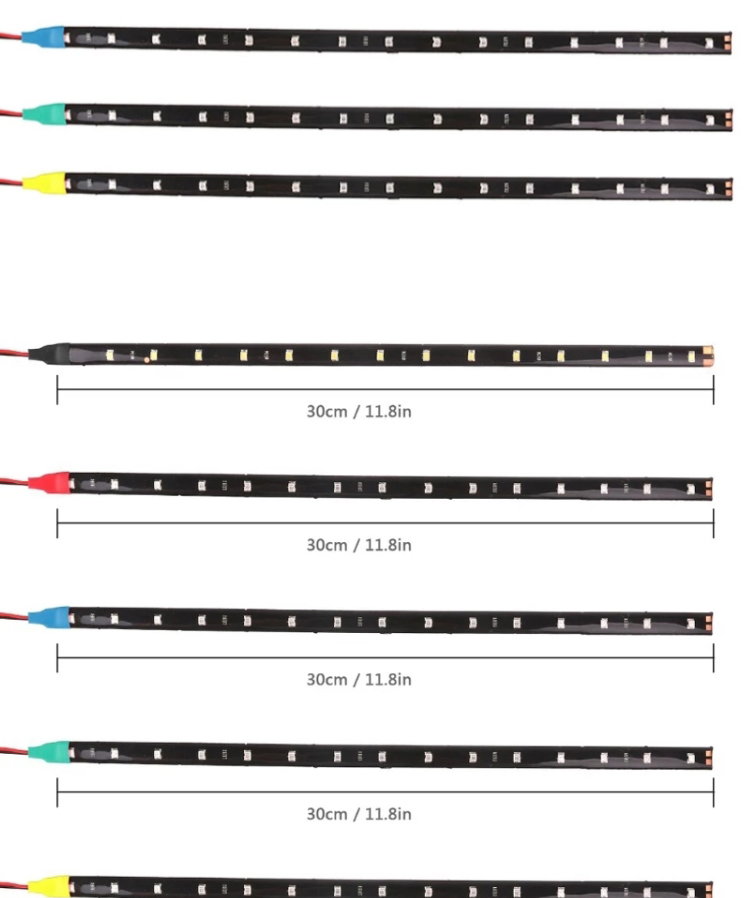 30cm Car Headlight LED Tube Strip 3528 Patch Emergency Warning Light