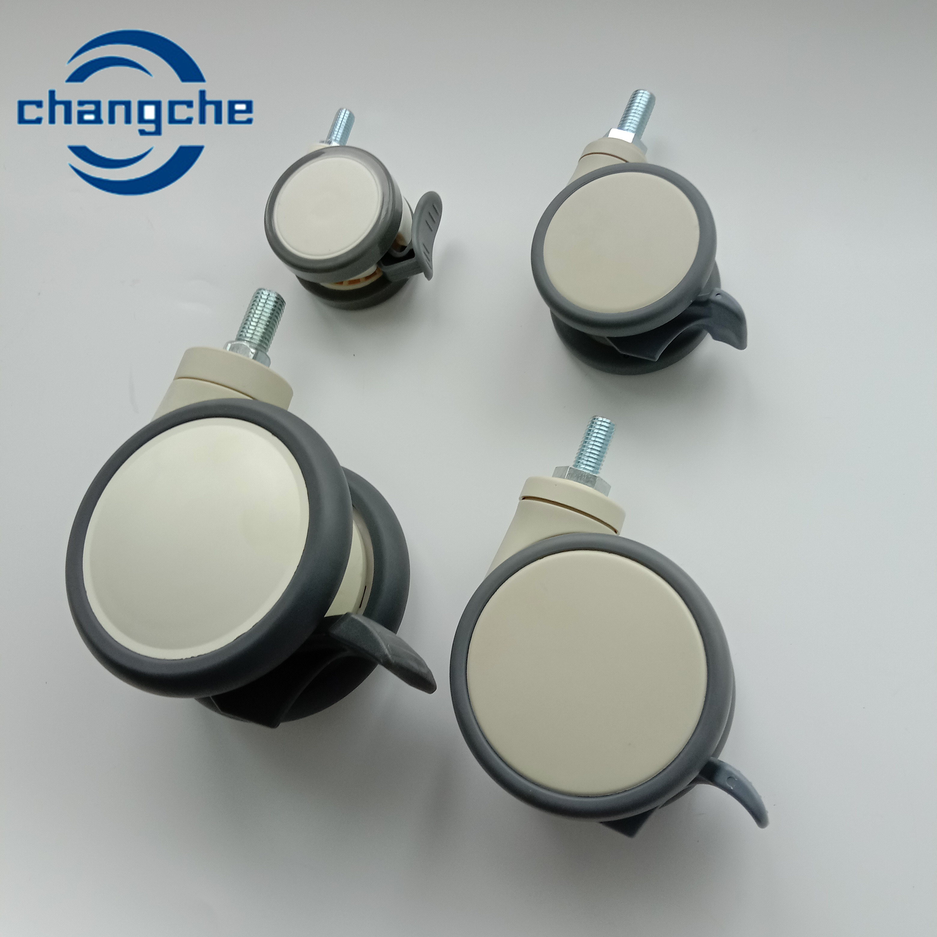 Precision Ball Bearing Hospital Caster Wheels With 1.5 Inch Stem Length PVC / PP / Rubber