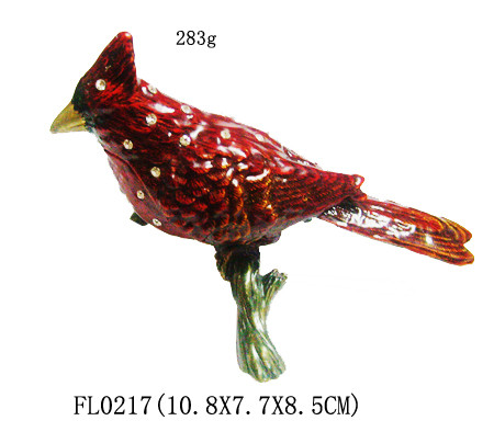 Fashion metal bird jewelry gift box rhinestone bird enamel trinket boxes