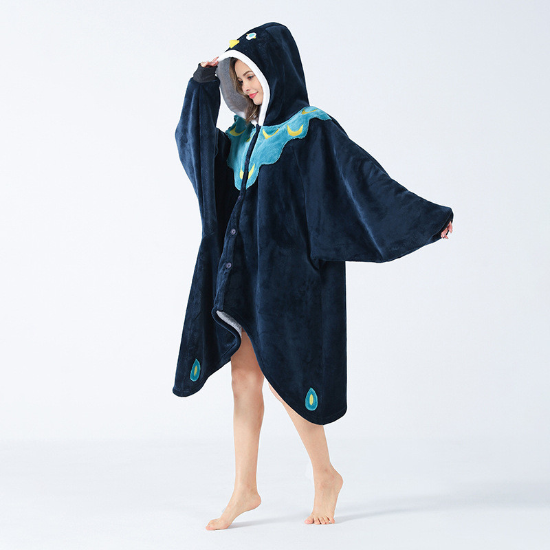Pentagram Flannel Hoodie Blanket Colorful Cape Air Conditioning Custom Print Oodie