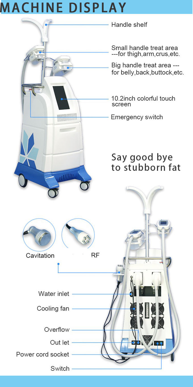 Hot sale !!! 4 Cryo handles cryolipolysis 5mhz rf cavitation cryolipolysis body slimming machine LF-207C
