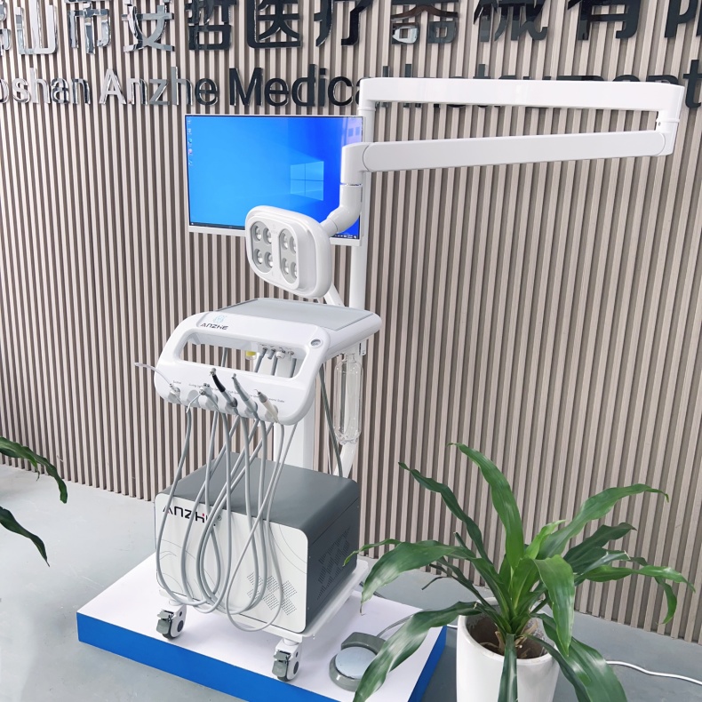 Dental Clinic Dental Trolley With PC And Oral Camera Unique Mobile Dental Unit With Lamp