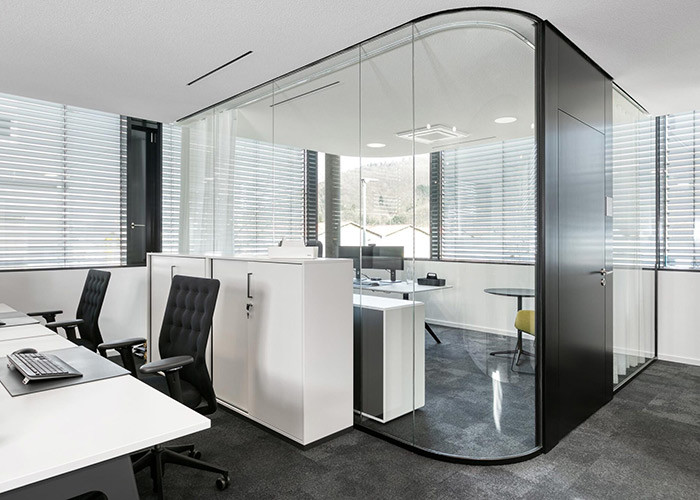 Fashionable Elegant Glass Partition Wall With Door Closer Easy Assemble Acoustic Room