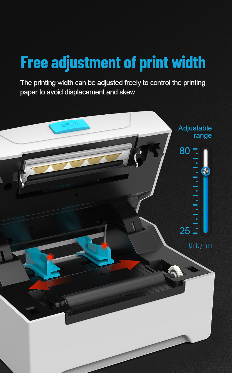 Bluetooth Thermal USPS Shipping Label Printer Address Label Printer 3inch 80mm