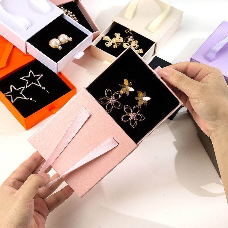 Slider Drawer Box Cardboard Jewelry Set Earrings Necklace Packaging Paper Box