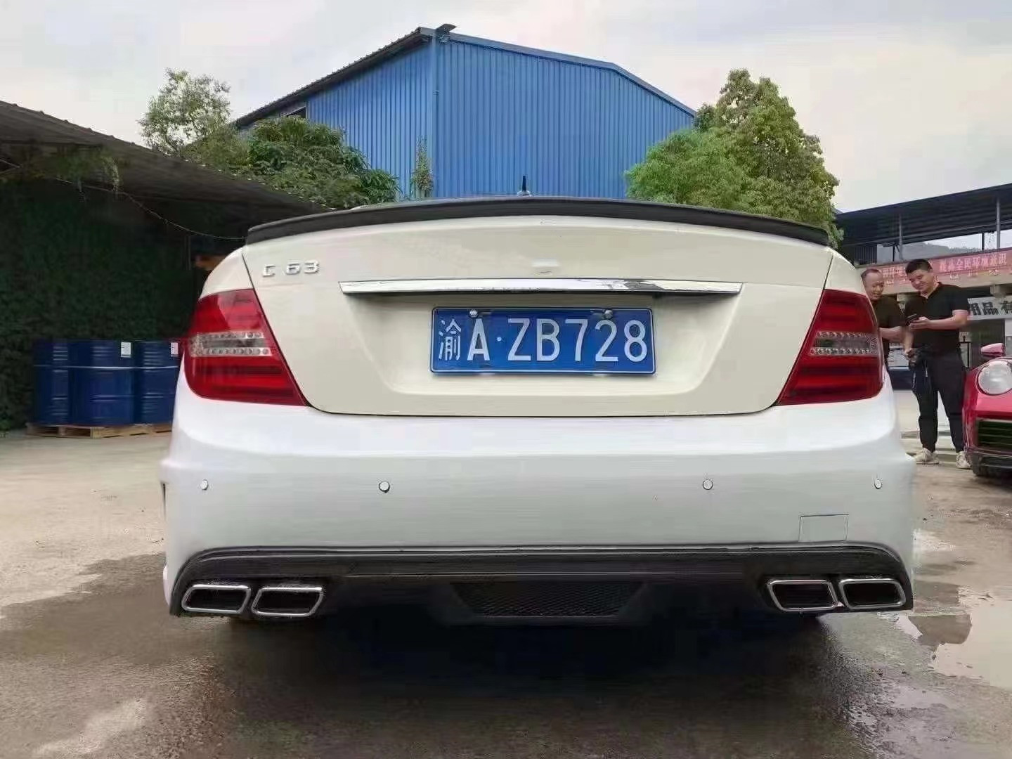 For Mercedes W204 C63 Body Kit W204 Upgraded Black Series Style Front and Rear Bumper Hood Widebody Kit