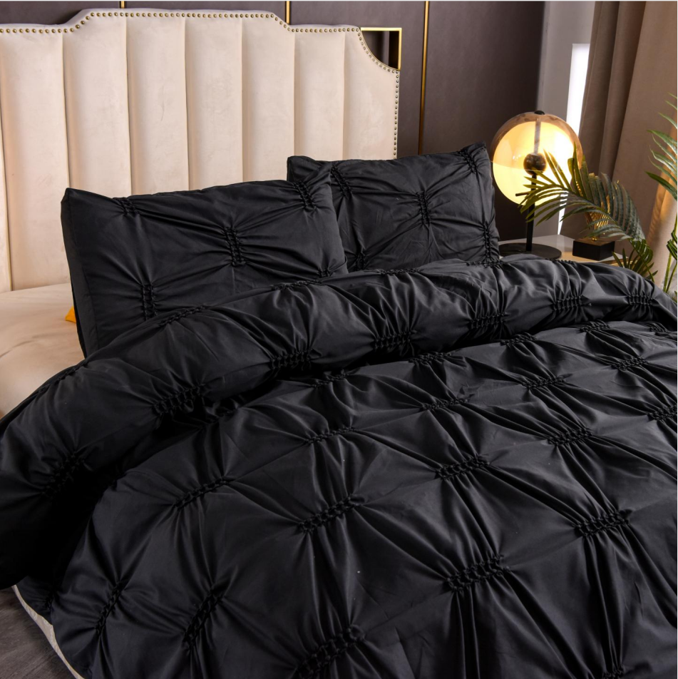 100% Polyester Solid Color Fern Flower Craft Duvet Bedding Set for Homeuse Plain Style