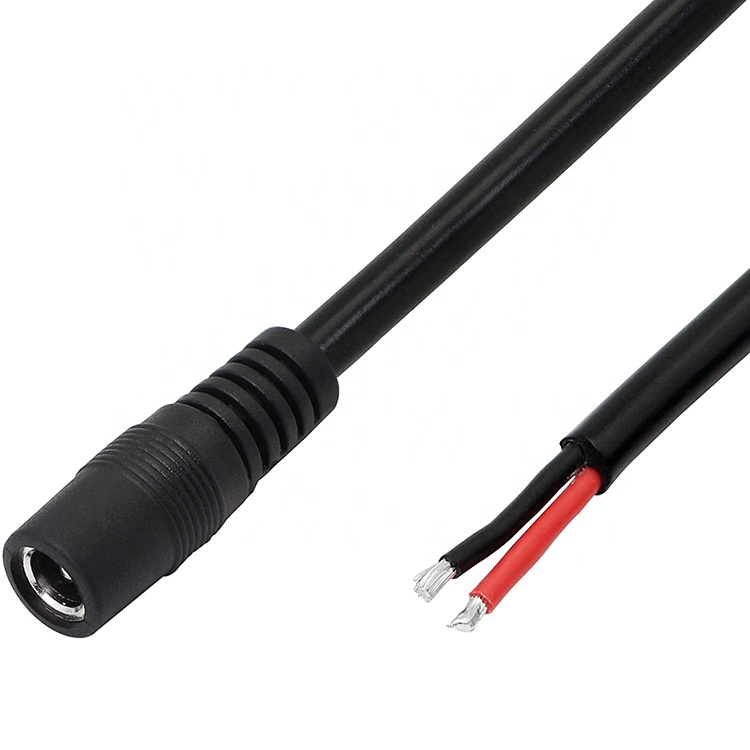 Male Female DC Barrel Jack 2.1x5.5mm Socket Connector to Open Bare Wire Pigtail Power Charger Cable