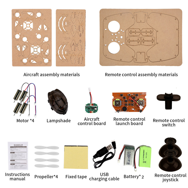 2.4g Remote Control Quadcopter Set Bemay Toy Wooden Assemble Educational Rc Drone Kit