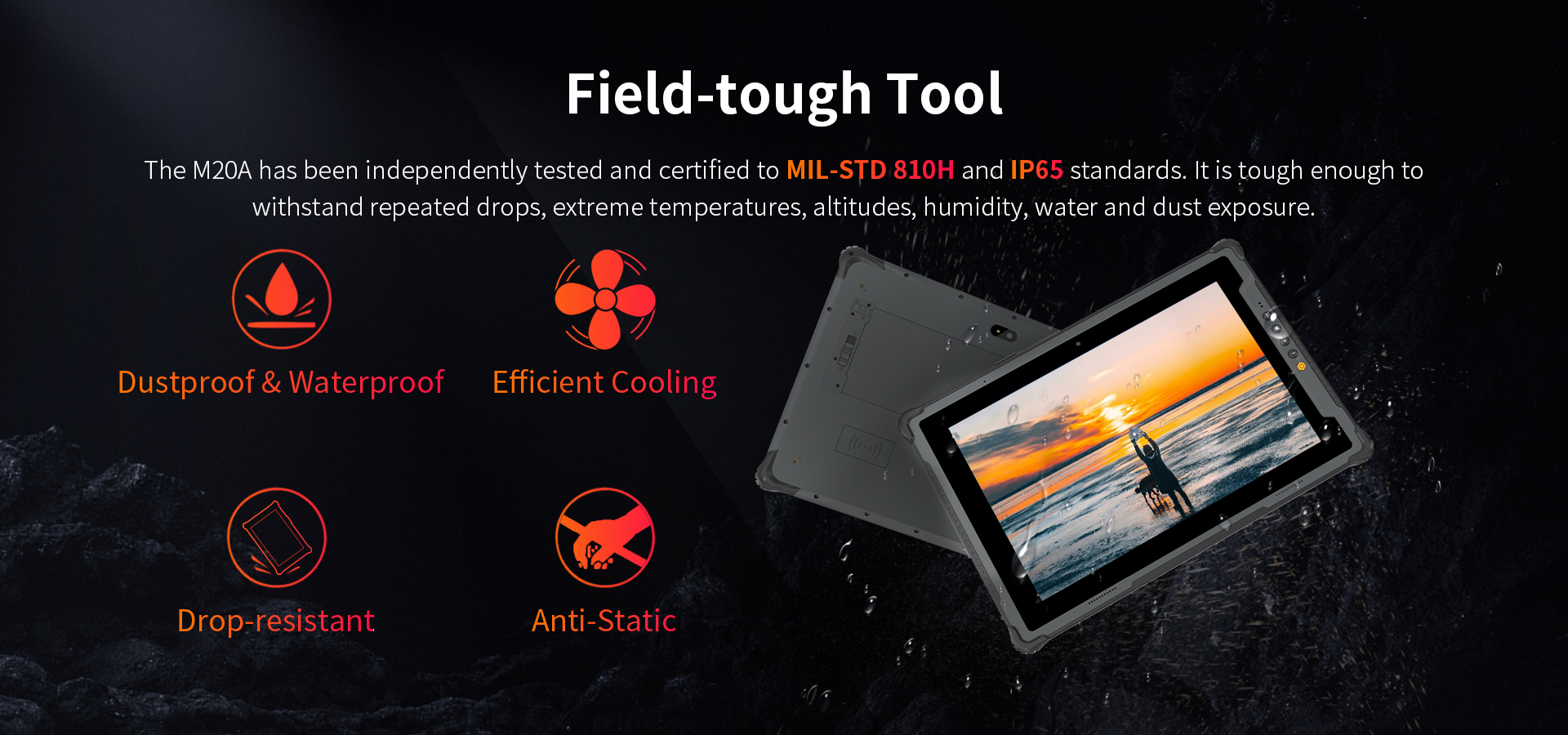 ONERugged M20A Android NFC Fingerprint Tablet with GPS Win 11 Intel I5/I7 16GB Memory GSM 5G USB Type C Charging