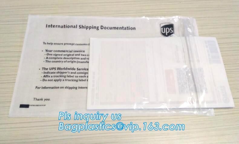 TNT DHL shipping packing list document envelopes, packing list padded envelope, tamper proof express use plastic packing