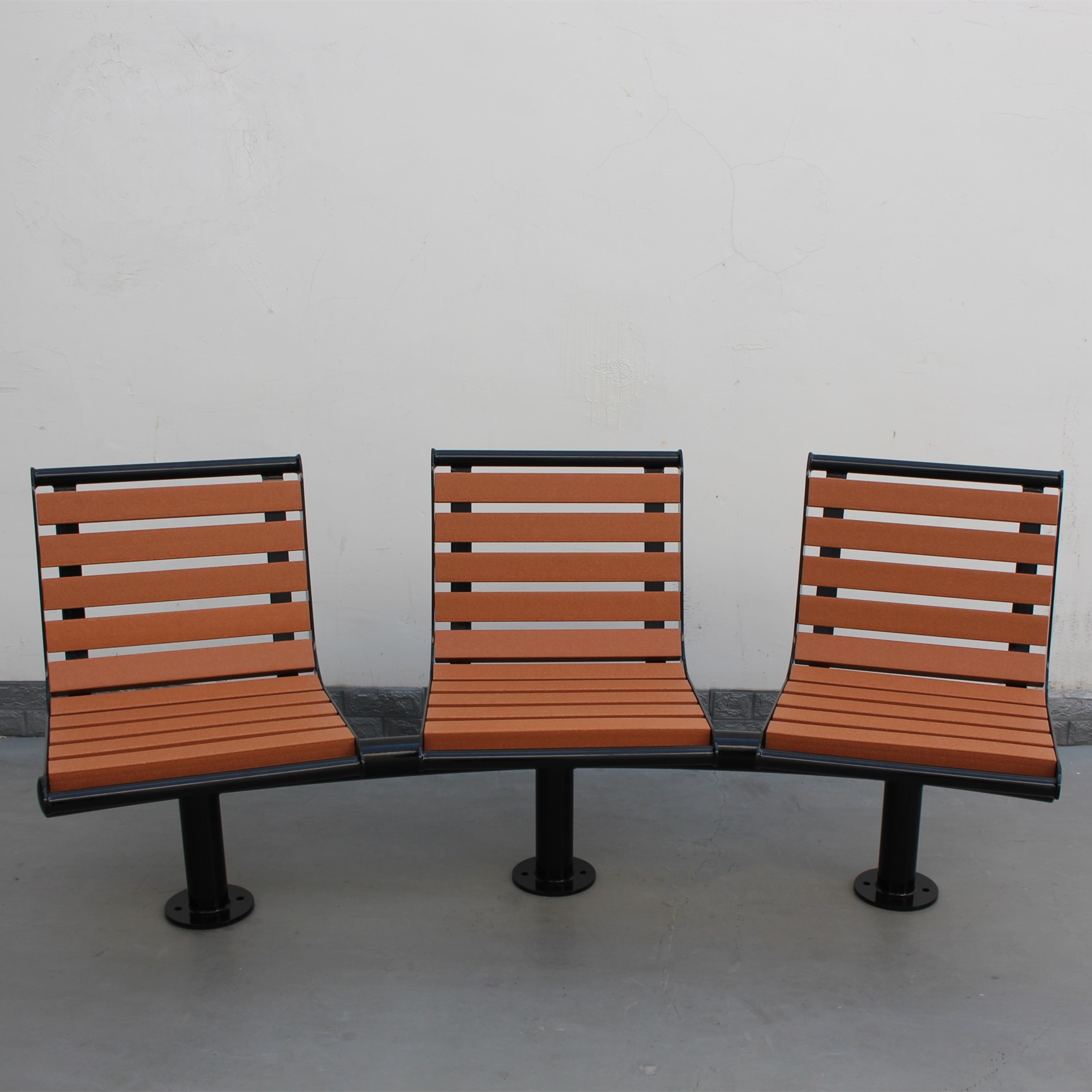 Recycled Plastic 3 Seater Garden Bench , Outdoor Curved Park Bench