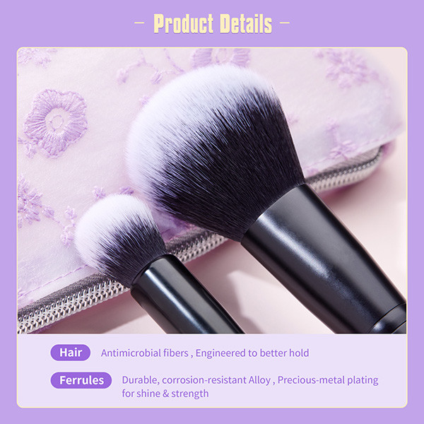 9pcs Pansy Purple Jessup Makeup Brushes Set With Aluminium Ferrule