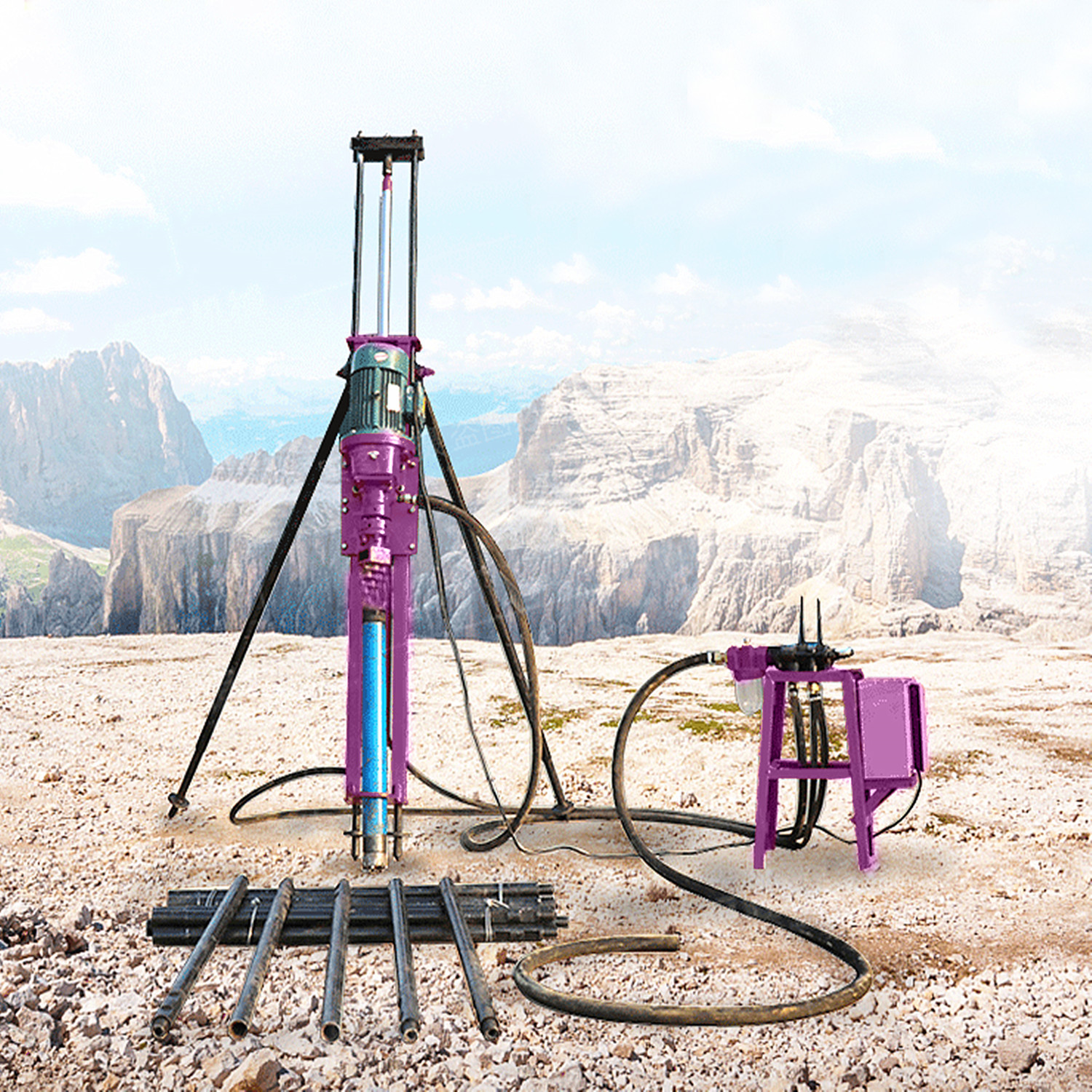 Deep Rock Drilling Rig Borehole Drilling Equipment Portable Pneumatic DTH Drilling Rig