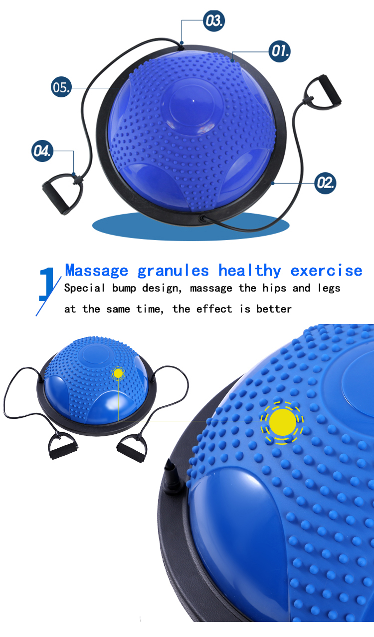 BPA FREE 60CM Half Dome Exercise Ball Yoga Hemisphere Ball Anti Burst