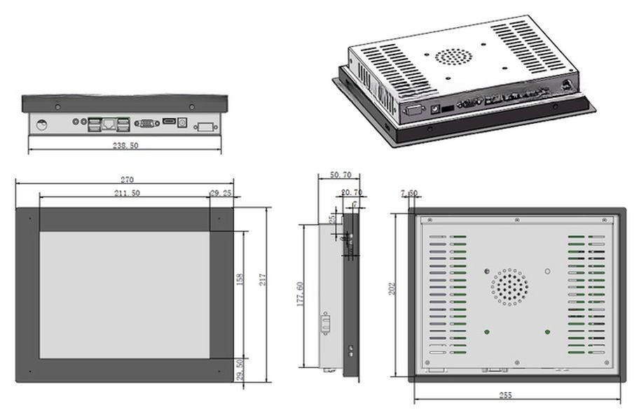 Rack Mount 10.4 Inch LCD Embedded Resistive Touch Screen Monitor With VGA DVI Input And USB Or RS232 Port For Medial Mac