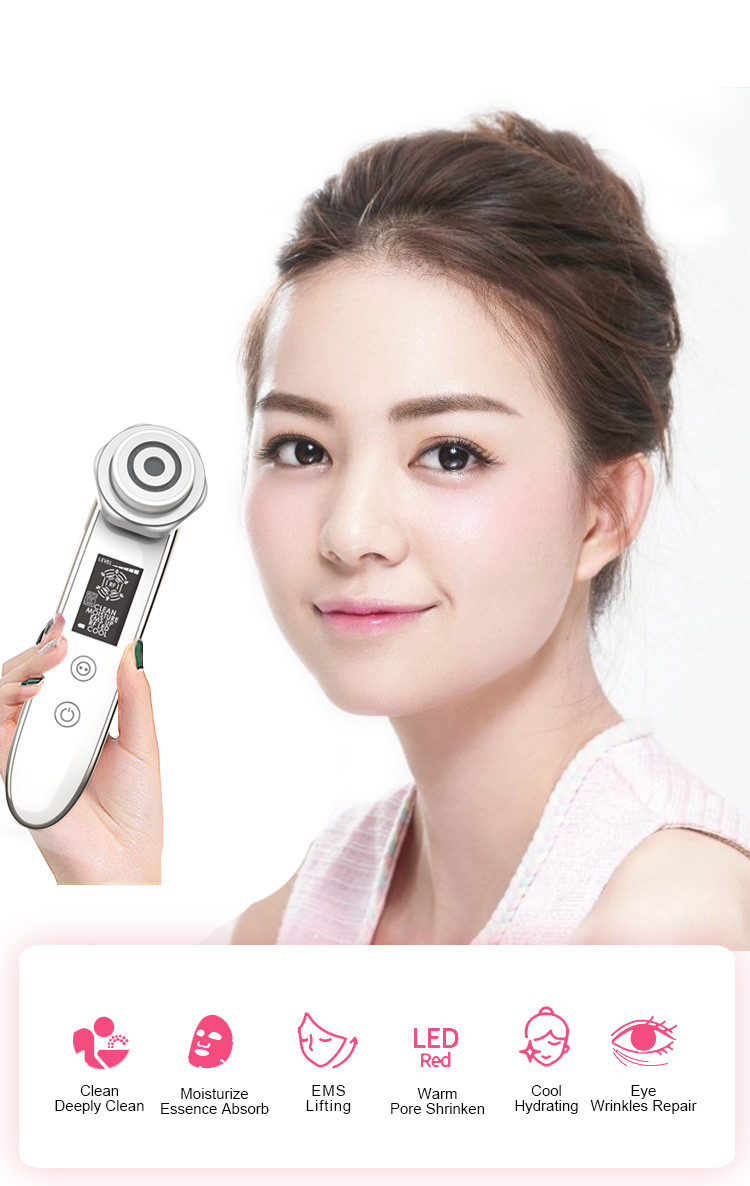 Ultrasound Iontophoresis Moisturizing 1MHz RF EMS LED Beauty Device