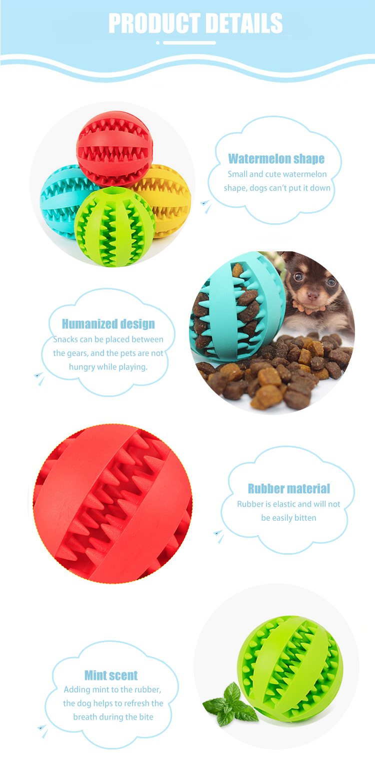 Dog Chew Toy BallsPet Food Feeder Chew Tooth Cleaning Ball Durable Soft Bite Resistant