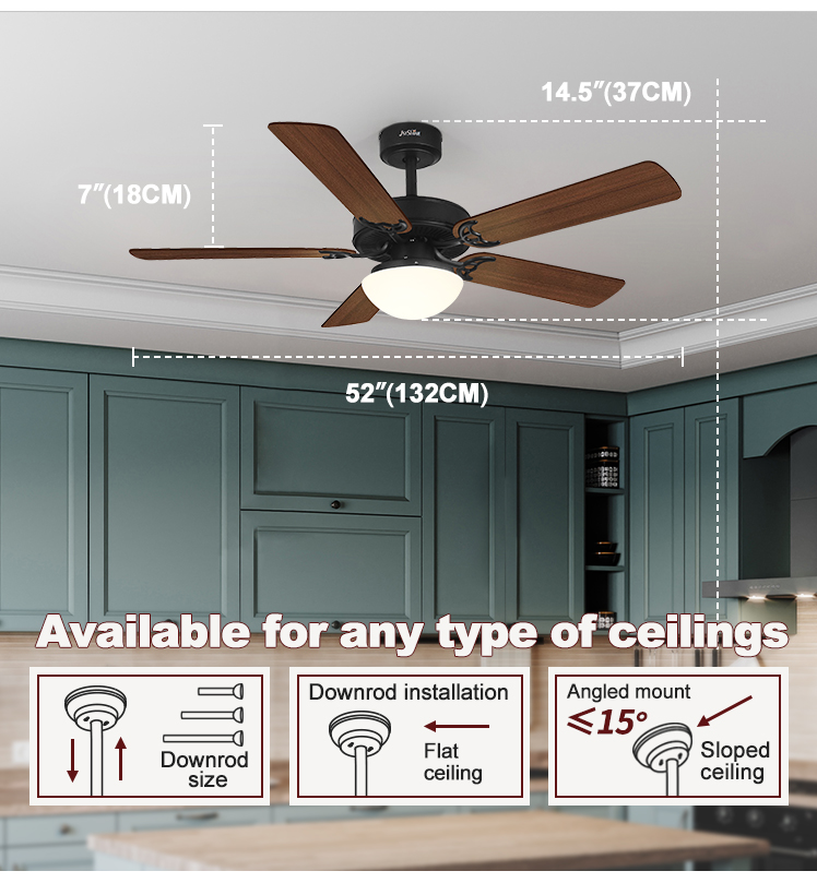 Office Essential Remote/Wall Control LED Ceiling Fan with Light and 3 Color Options