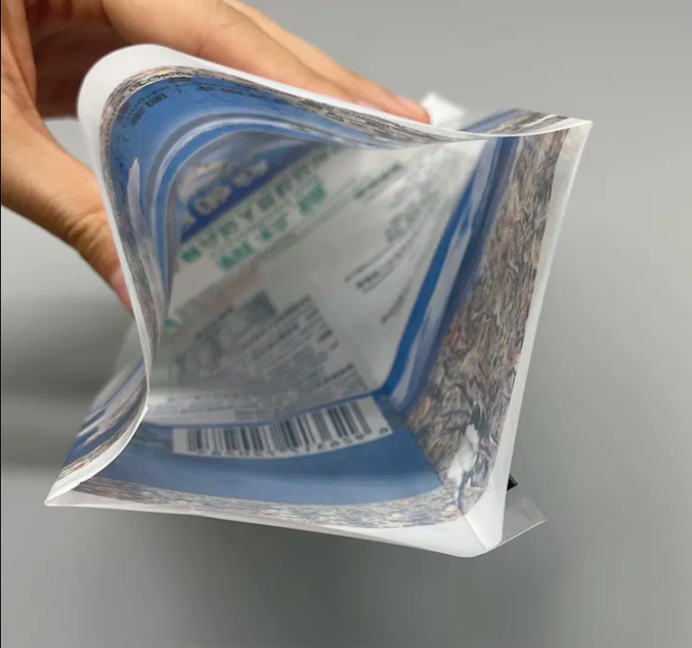 Custom Print Three Side Seal Vacuum Back Seal Pouch For Salt Plastic White Mylar Zipper Pouch Packaging With Clear Window