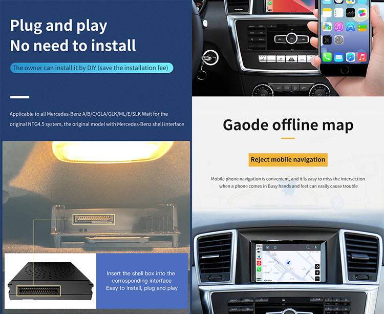 Car Video Interface For Mercedes Benz NTG4.5 BECKER System Wireless Carplay Box Plug And Play