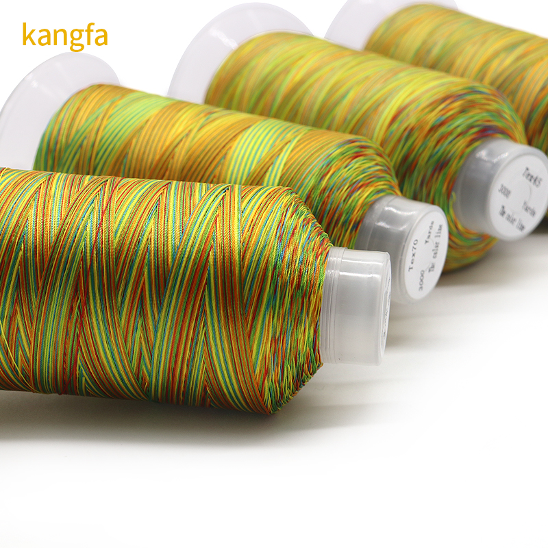 Eco-Friendly Kangfa Tex70 Sewing Thread 100% Polyester Rainbow Yarn Count 120D-1680D