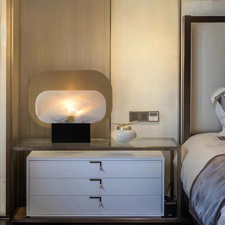 Creative Golden Office Reading Lamp Marble Shade Guzhen Led Table Lamp