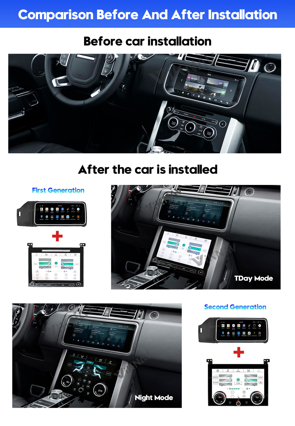12.3inch Android car radio For Range Rover vogue L405 AC screen Air Conditioning Co-pilot screen 2din Car Stereo Carplay