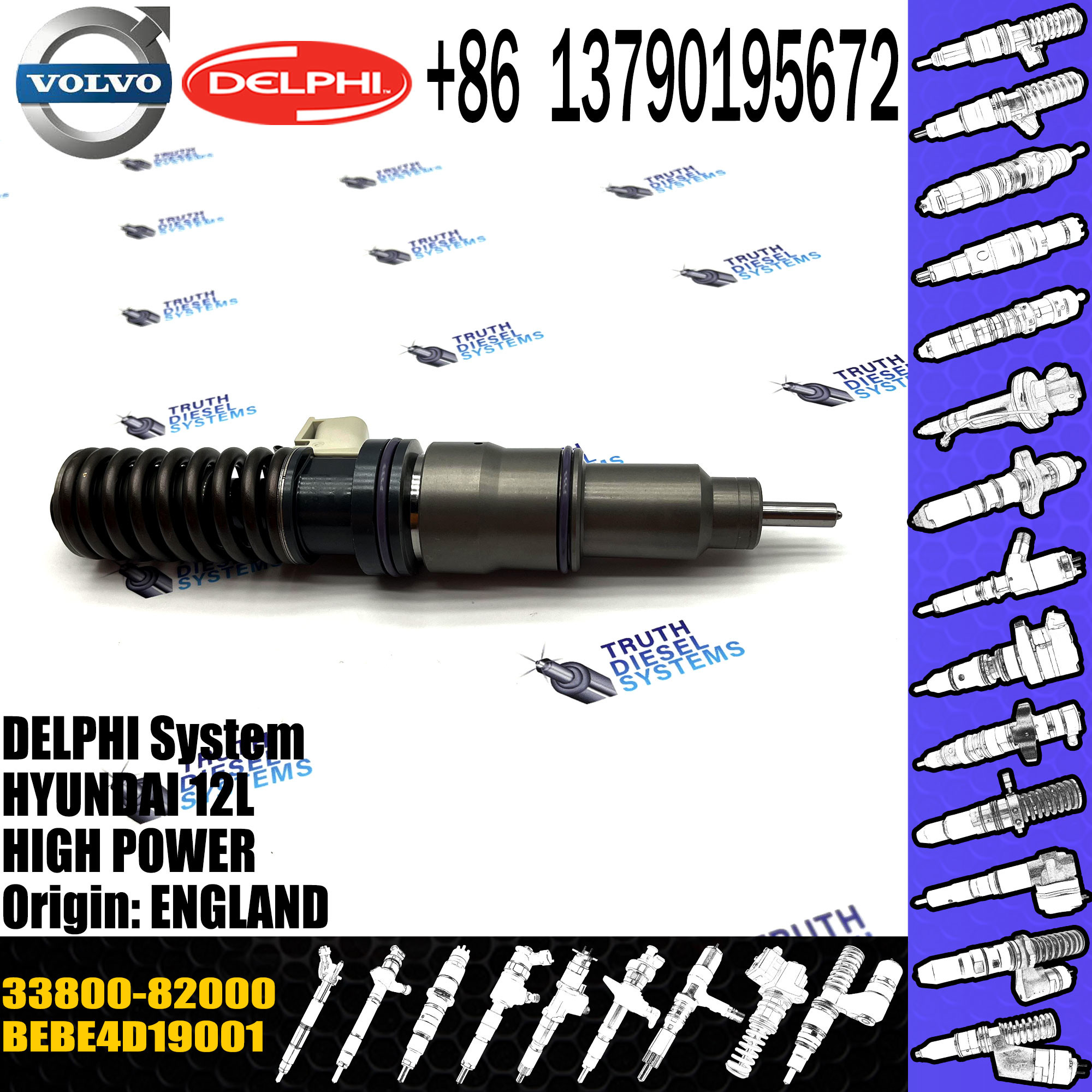 BEBE4D19001 Electronic Unit Injectors diesel fuel common rail injector 33800-82000 for VOL