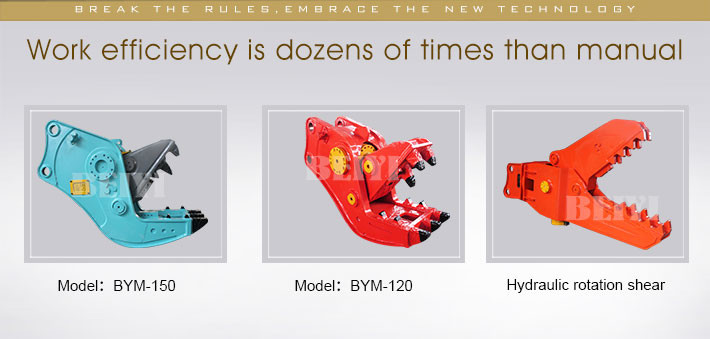 Secondary Building Demolition BEIYI Hydraulic Rotating Pulverizer concrete cutter