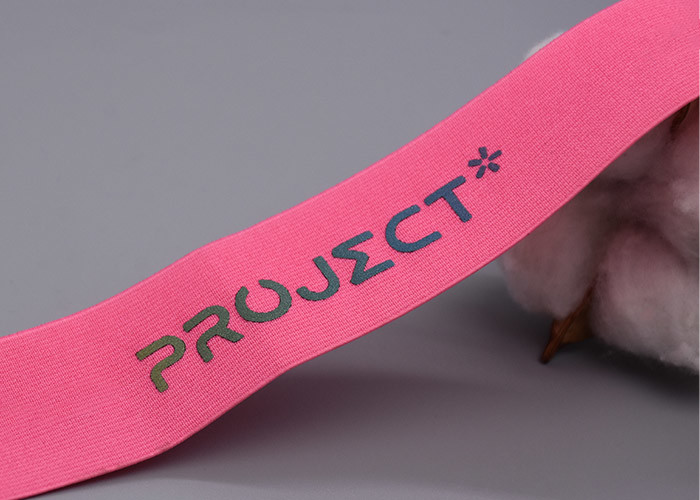 Garments Custom Polyester Elastic Band With Colorful Heat Transfer Logo
