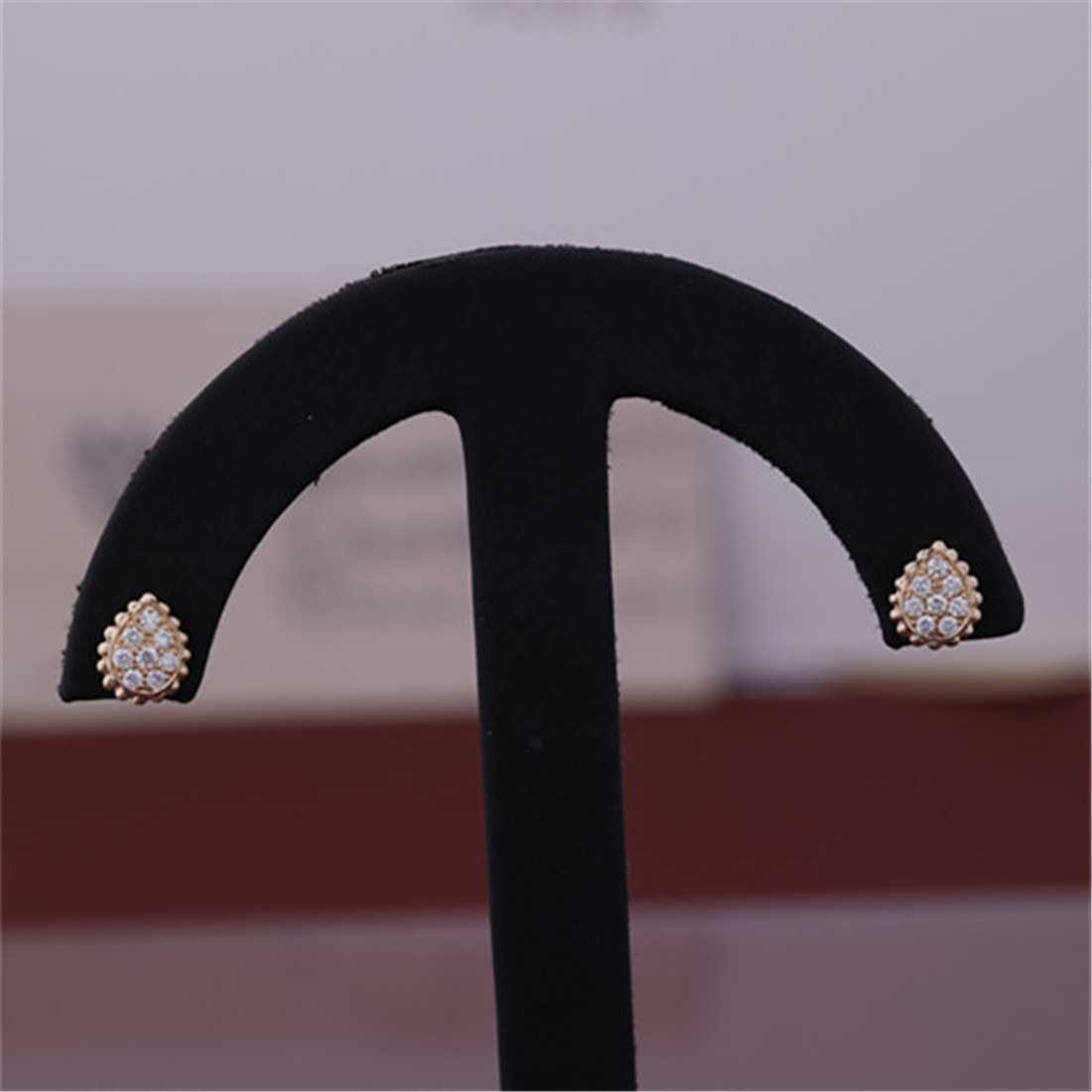 French Fine Gold Jewelry Serpent Bohème XS Motif Ear Studs in Pink Gold Earrings JCO01362