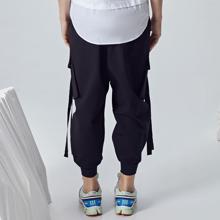 Loose Type Casual Cargo Pants Jogger Trousers Elastic Waist Custom Logo