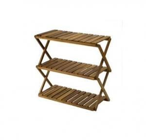 Buy cheap Wooden Foldable Bamboo Shoe Rack 3 Layer Shelf For Living Room product