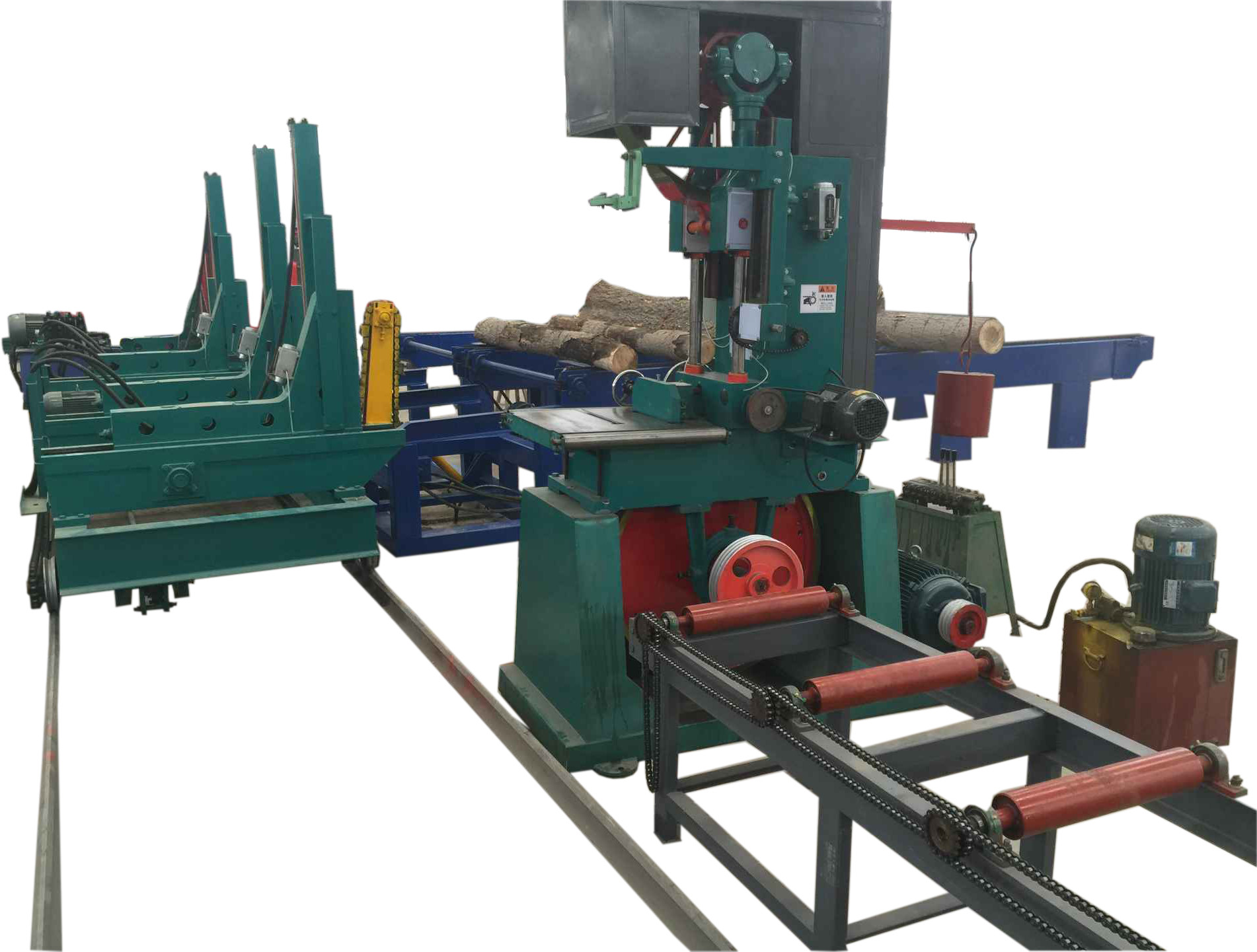 Wood cutting Vertical Band Saw Machine with Log Carriage & Working Foundation