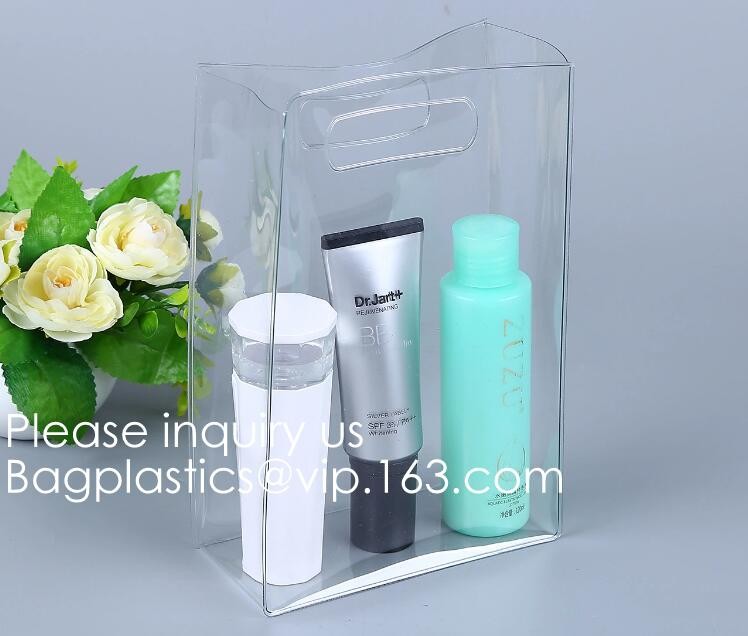 Waterproof All Over Printing PVC Coating Tote Shoulder Fabric Shopping Bag With Gusset And Lining,Jelly Clear Plastic PV